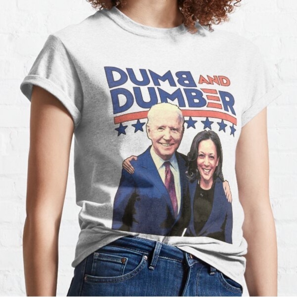 NWOT Dumb & Dumber Biden Harris Republican Political Novelty Graphic Tee Shirt - Picture 3 of 8